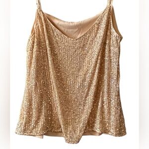 Sequin Cami Tank Top -  champagne Gold